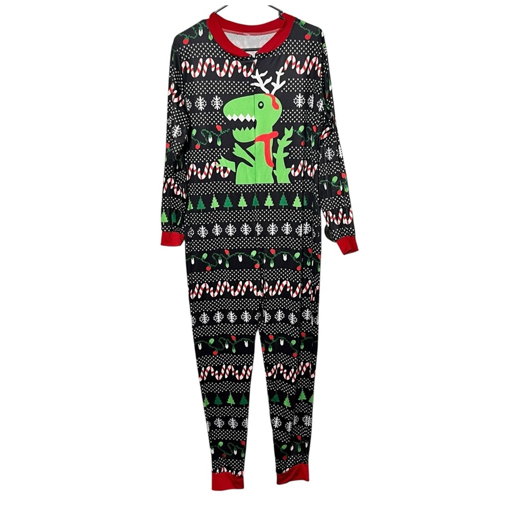 Women’s One Piece Christmas Dinosaur Pajamas Size Medium